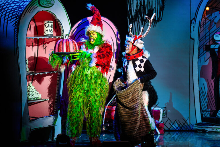 4 - James Schultz as THE GRINCH and Xavier McKnight as Young Max in the Touring Company of Dr. Seuss’ HOW THE GRINCH STOLE CHRISTMAS! The Musical. Credit_ Jeremy Daniel