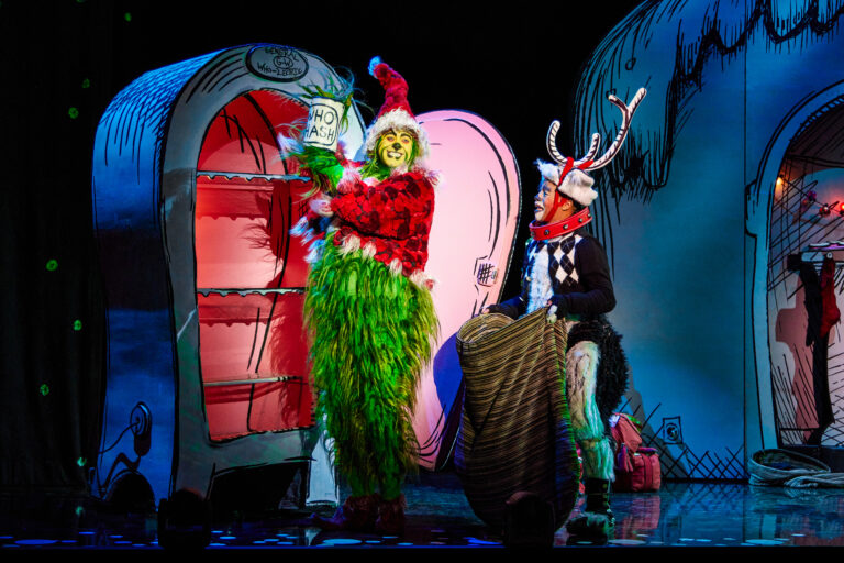 5 - James Schultz as THE GRINCH and Xavier McKnight as Young Max in the Touring Company of Dr. Seuss’ HOW THE GRINCH STOLE CHRISTMAS! The Musical. Credit_ Jeremy Daniel