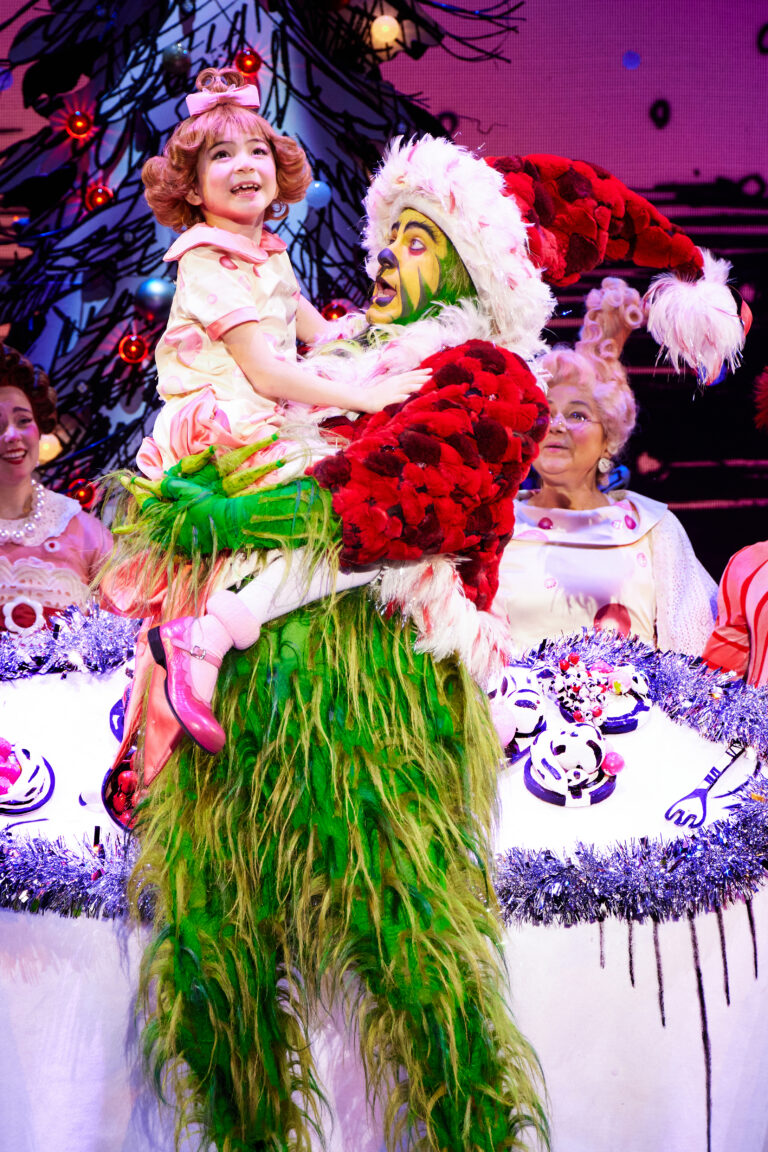 13 - James Schultz as THE GRINCH, Aerina DeBoer as Cindy-Lou Who and the Touring Company of Dr. Seuss’ HOW THE GRINCH STOLE CHRISTMAS! The Musical. Credit_ Jeremy Daniel