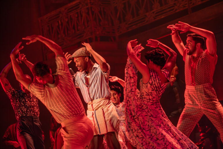3066 - Jaleel Battles Jr. (center) and the North American Tour company of Buena Vista Social Club, photo by Matthew Murphy
