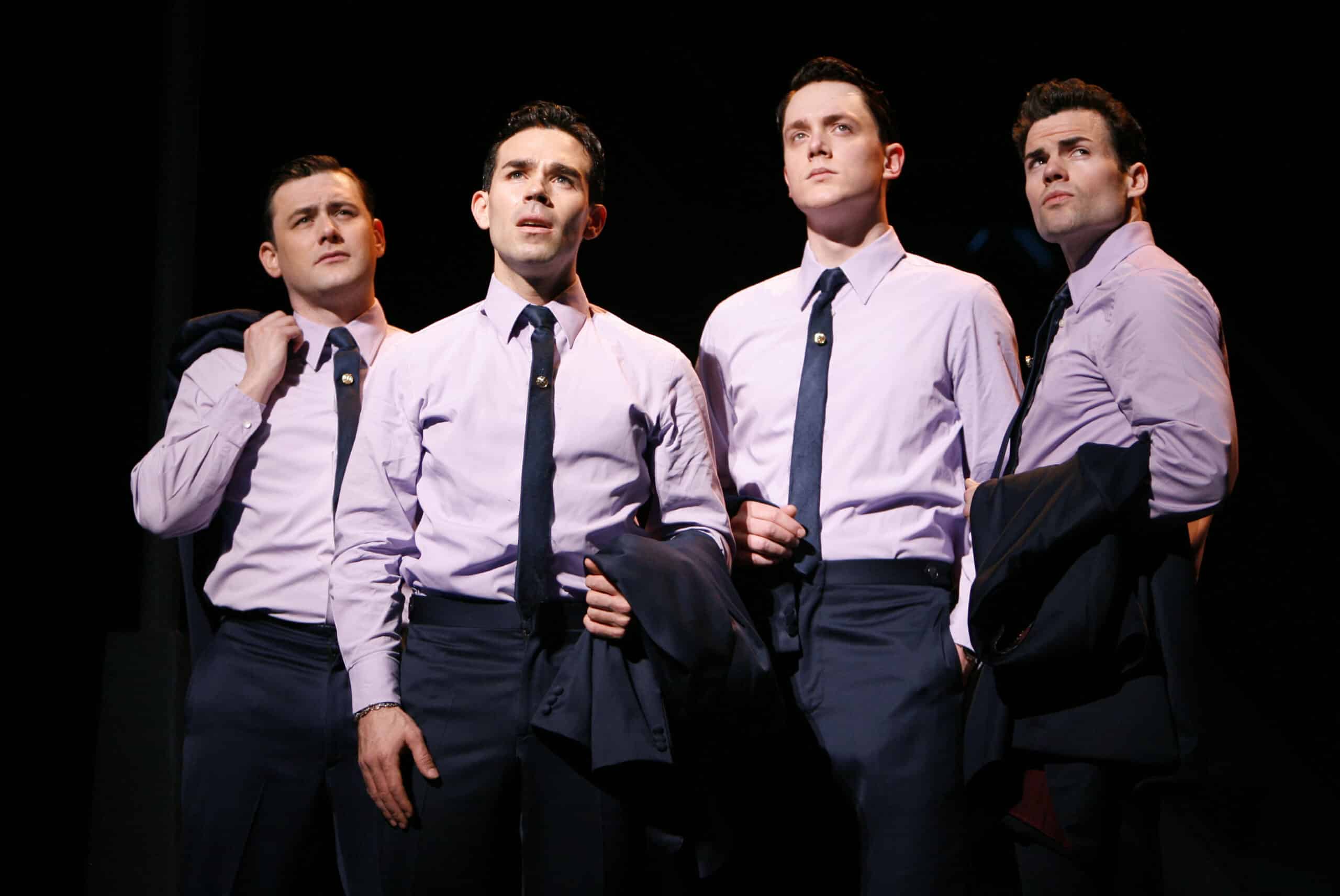 Michael Ingersoll, Dominic Scaglione Jr., Shonn Wiley and Michael Cunio in the Chicago production of JERSEY BOYS.  Photo: Joan Marcus