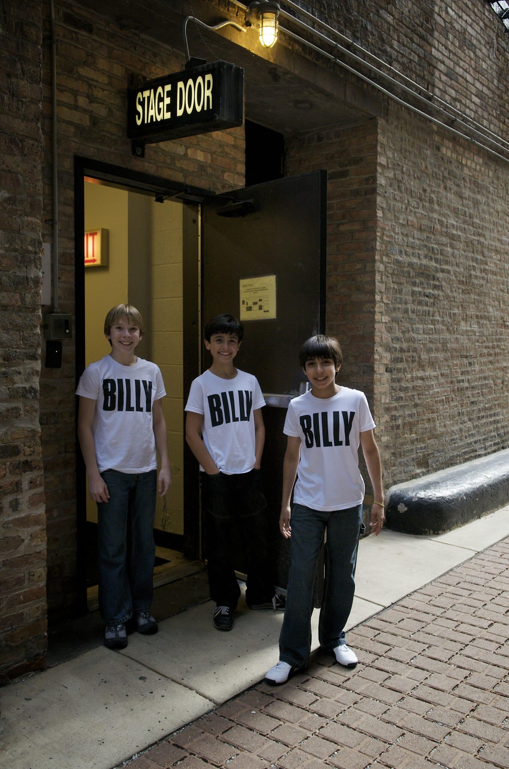 Billys at stage door - Sept 2009 Tommy Batchelor, Giuseppe Bausilio and Cesar Corrales at Broadway In Chicago’s Ford Center/Oriental Theatre stage door. Photo: Amy Boyle